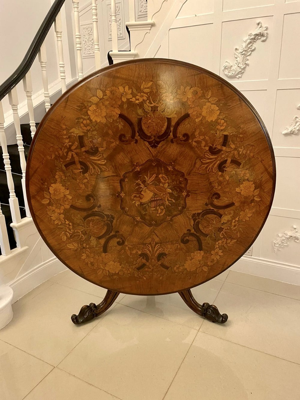 Outstanding Quality Antique Victorian Burr Walnut Marquetry Inlaid Centre/Dining Table