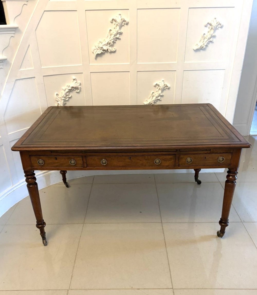 Antique Georgian Mahogany Partners Library Writing Desk With Leather Slide