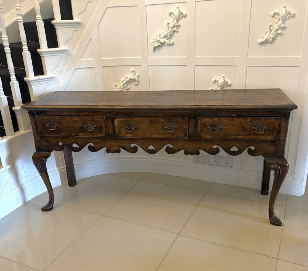 Antique Georgian Style Oak Dresser Base Sideboard Cabriole Leg Console Table