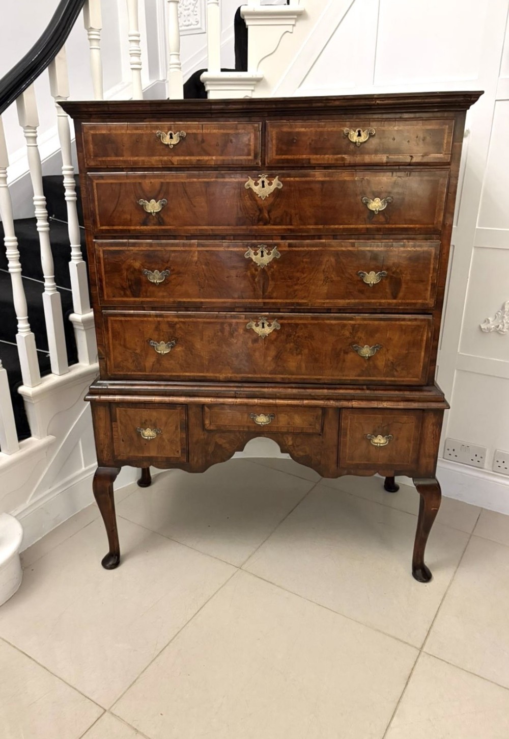  Exceptional Quality Early 18th Century Antique George I Walnut Chest on Stand