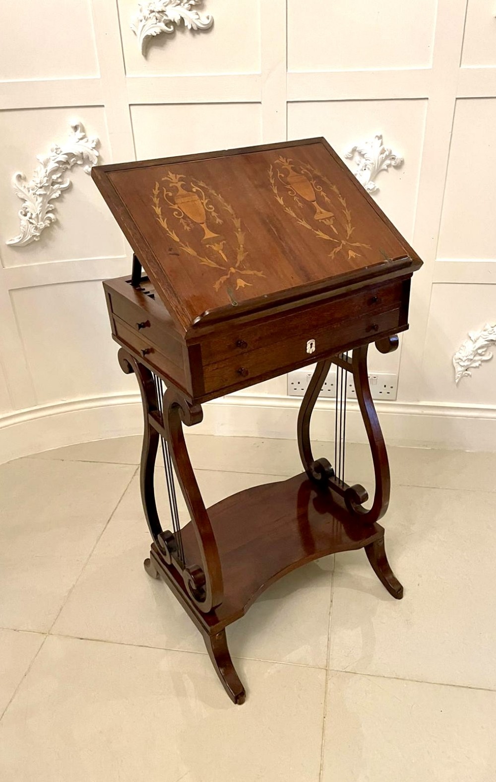 Outstanding Quality Antique Edwardian Inlaid Mahogany Reading Table