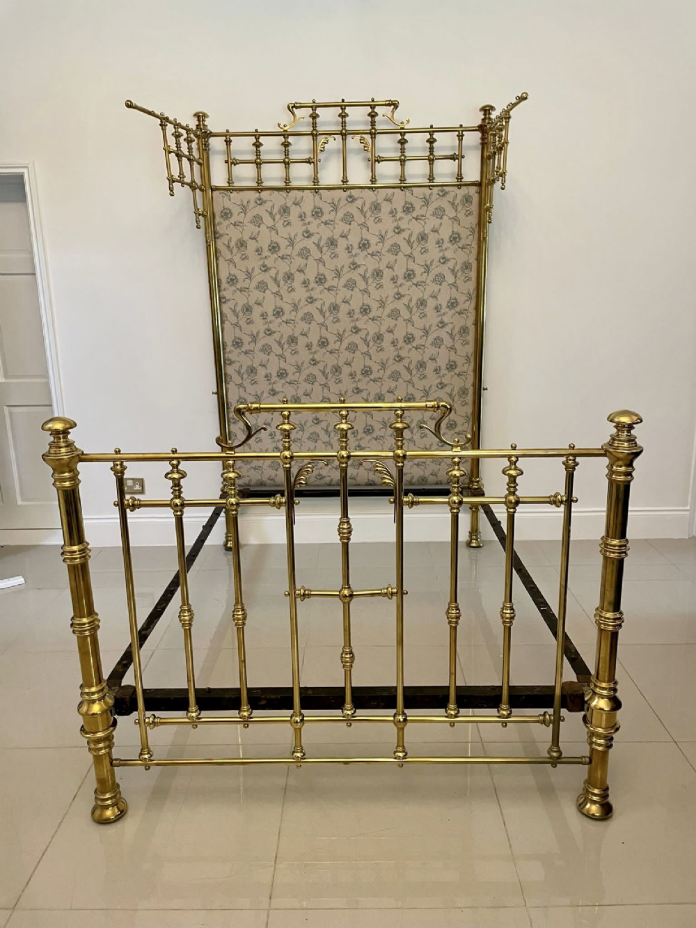 Magnificent Exhibition Quality Antique Victorian Gilded Solid Brass Half Tester Double Bed