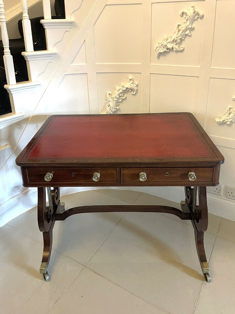 Superb Quality Antique Regency Mahogany Free Standing Writing Desk