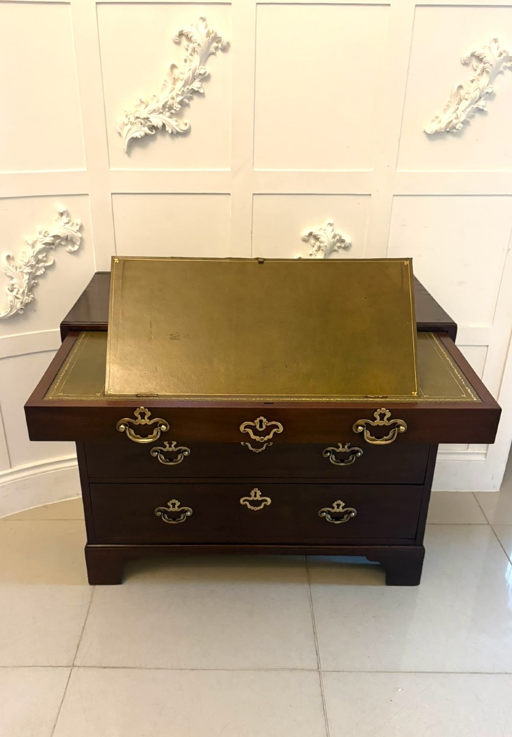Antique George II Mahogany Chest of Drawers with Fitted Writing Desk