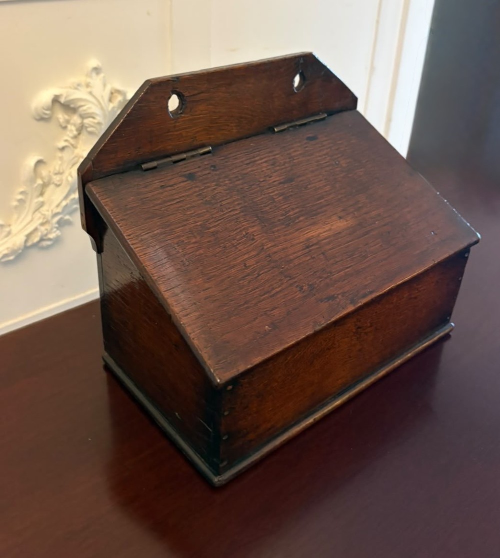 Antique Georgian Oak Wall Hanging Candle Box