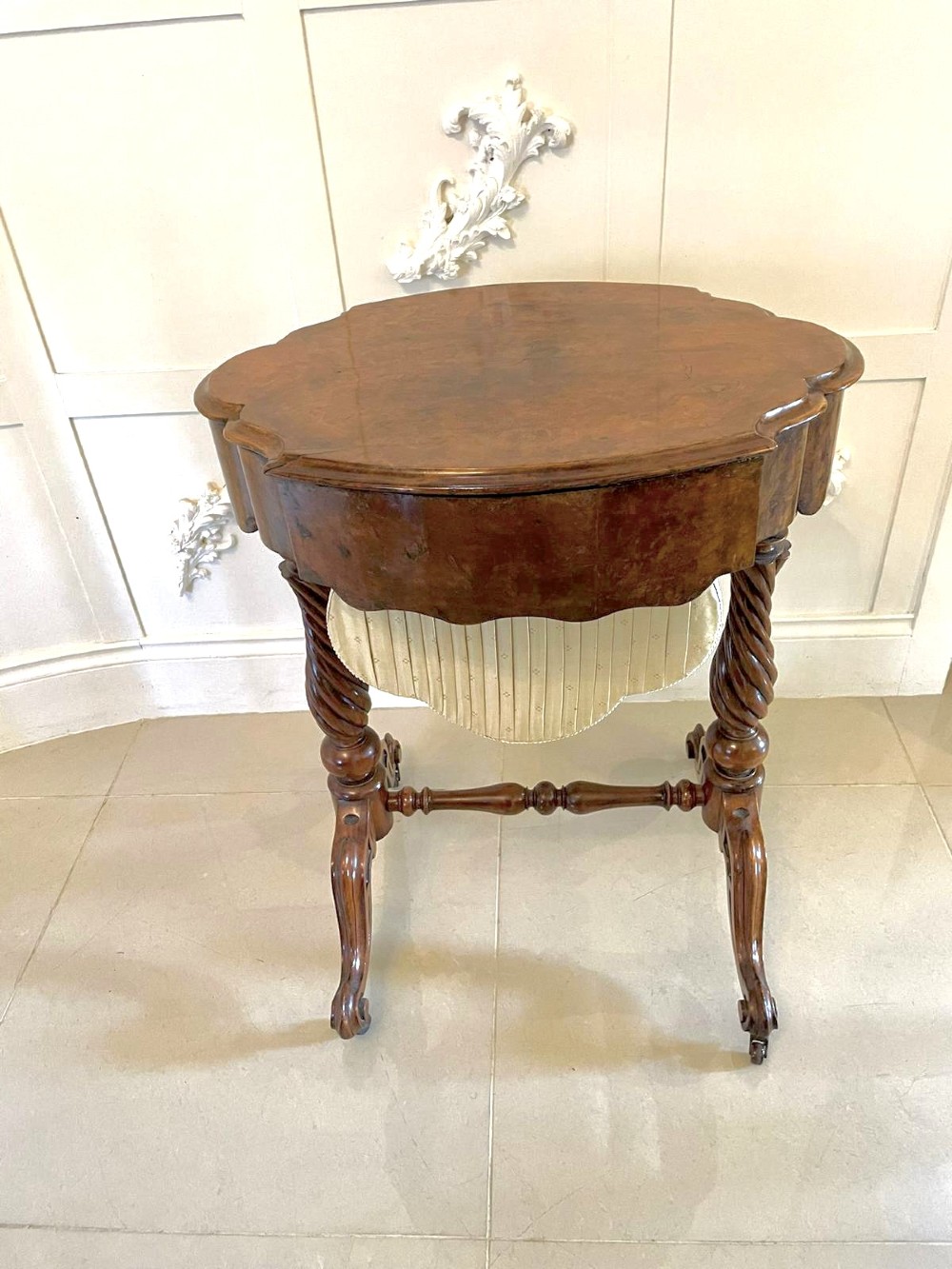 Antique Victorian Burr Walnut Work Table View III