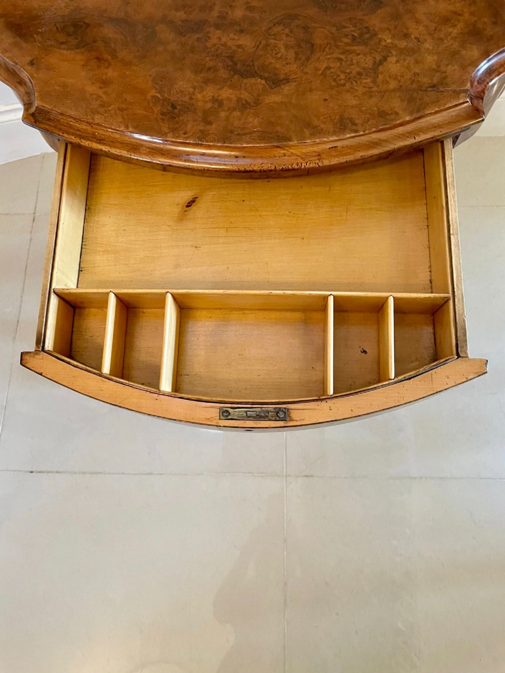 Antique Victorian Burr Walnut Work Table View IV