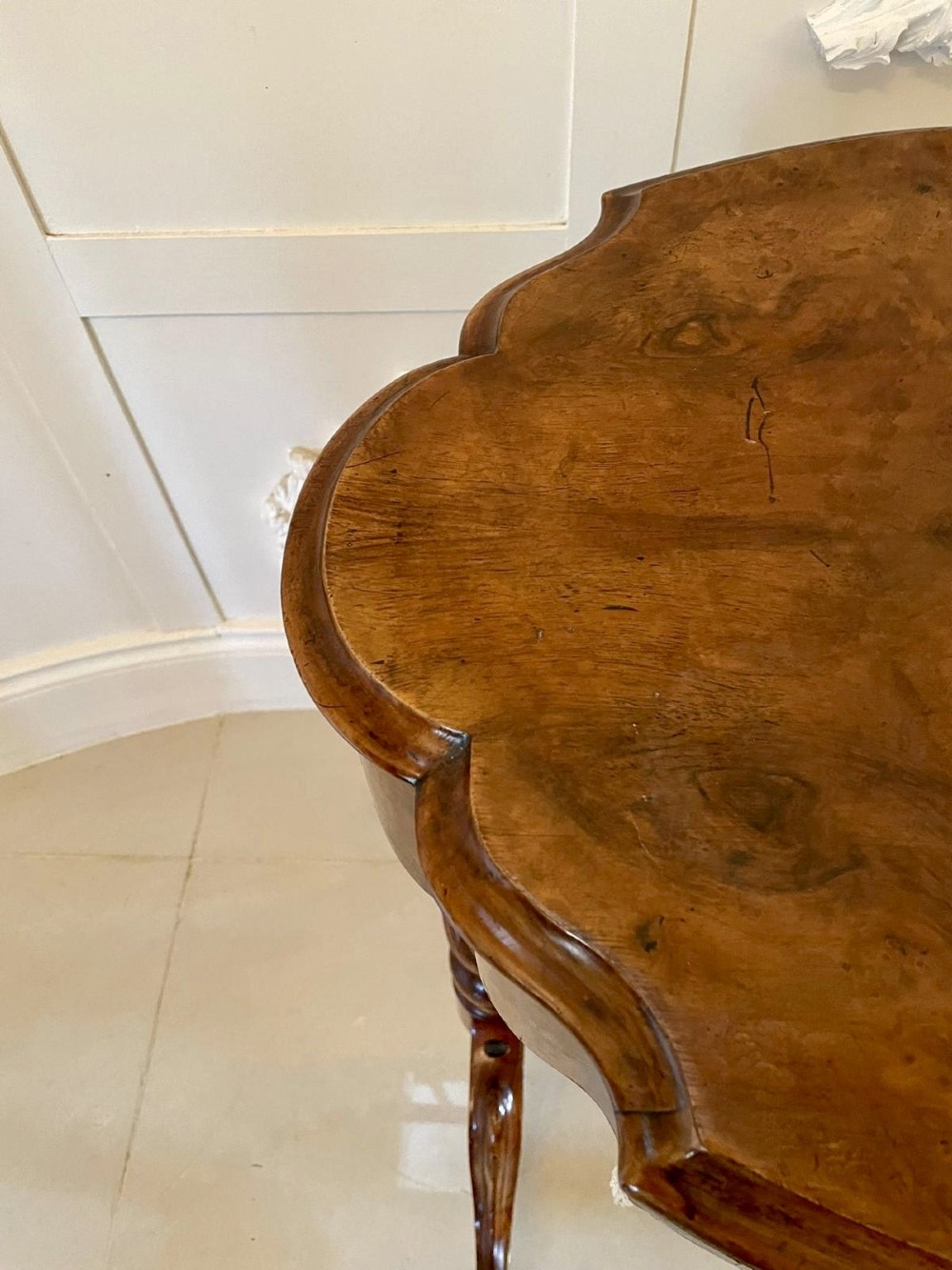 Antique Victorian Burr Walnut Work Table View V