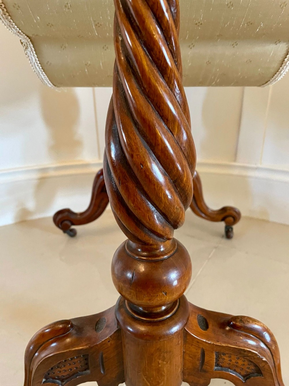 Antique Victorian Burr Walnut Work Table View XII