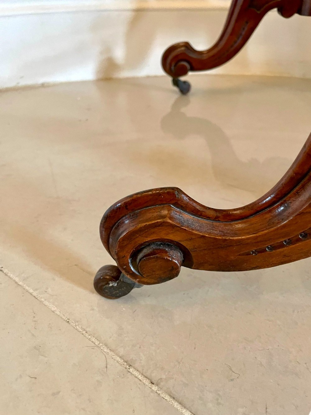 Antique Victorian Burr Walnut Work Table View XIV