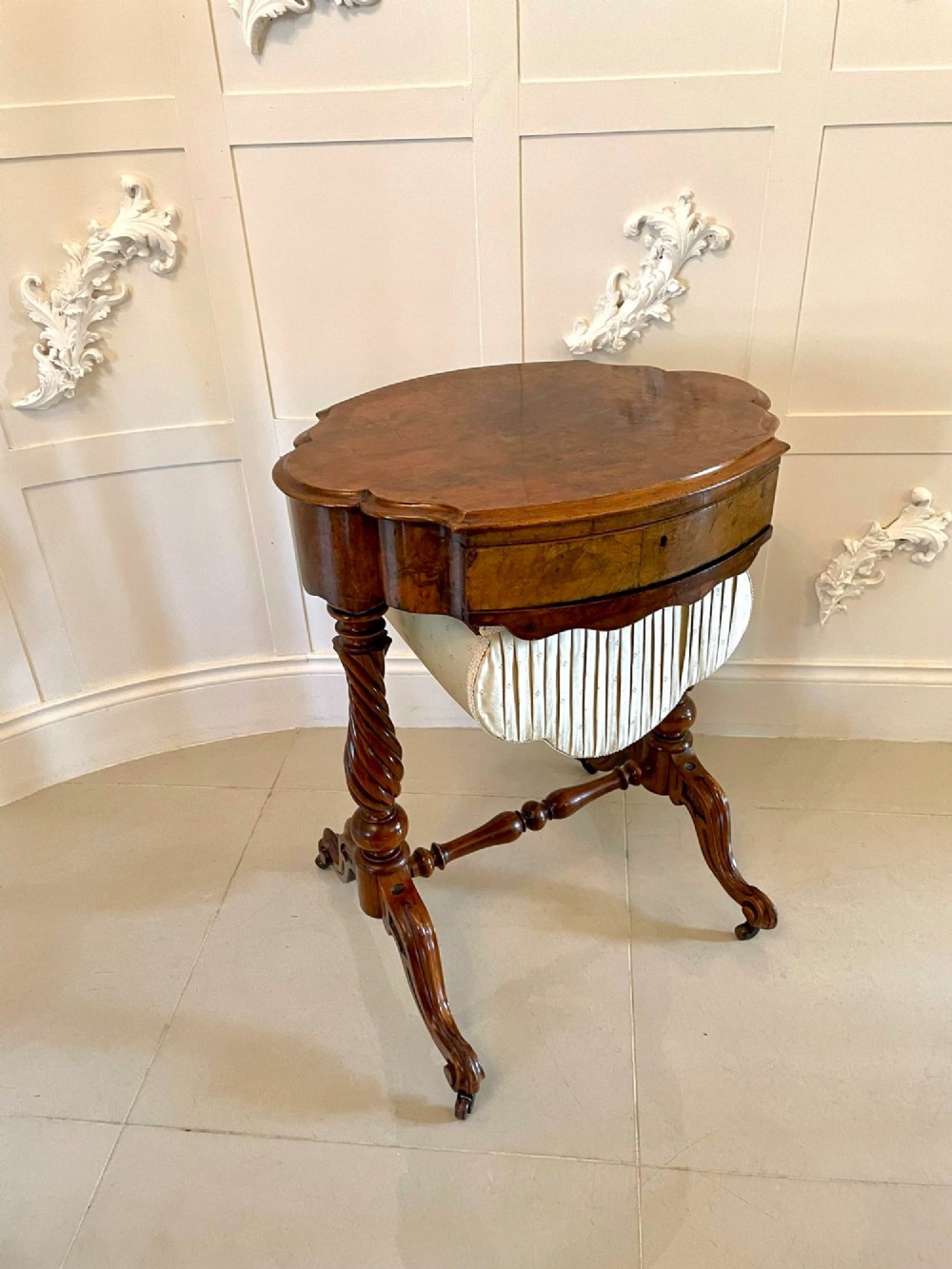 Antique Victorian Burr Walnut Work Table