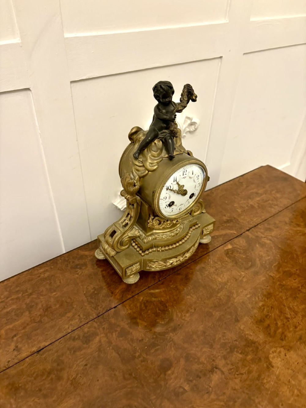 Antique Victorian French Quality Ornate Ormolu and Bronze Mantle Clock View III
