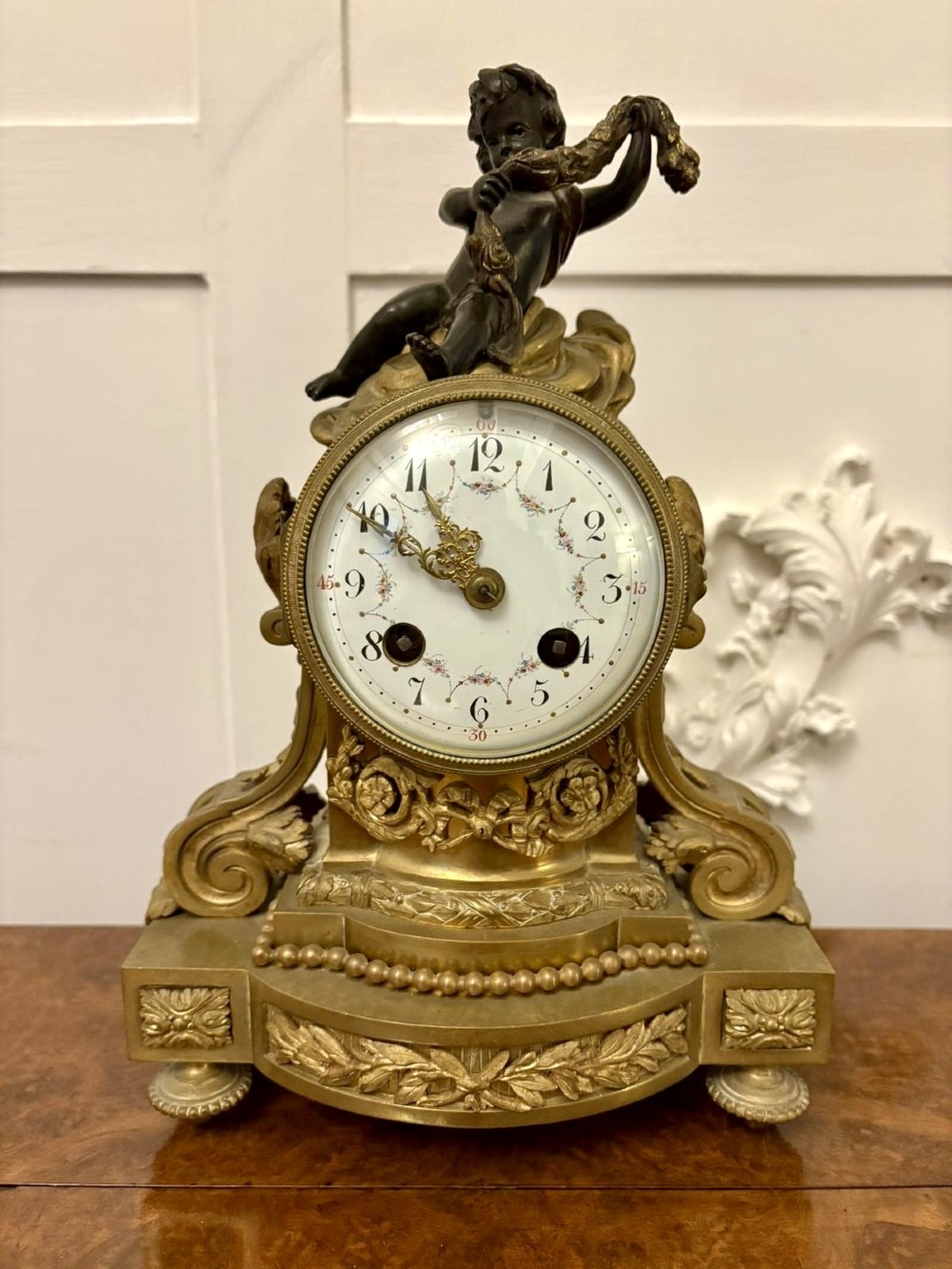 Antique Victorian French Quality Ornate Ormolu and Bronze Mantle Clock View V