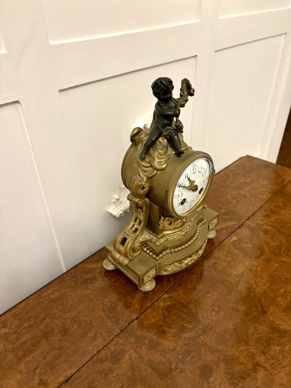 Antique Victorian French Quality Ornate Ormolu and Bronze Mantle Clock View IX