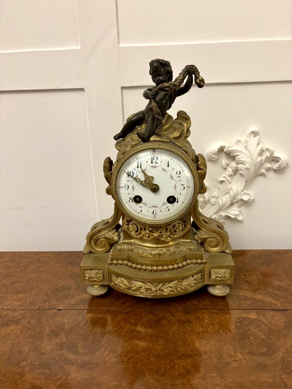 Antique Victorian French Quality Ornate Ormolu and Bronze Mantle Clock