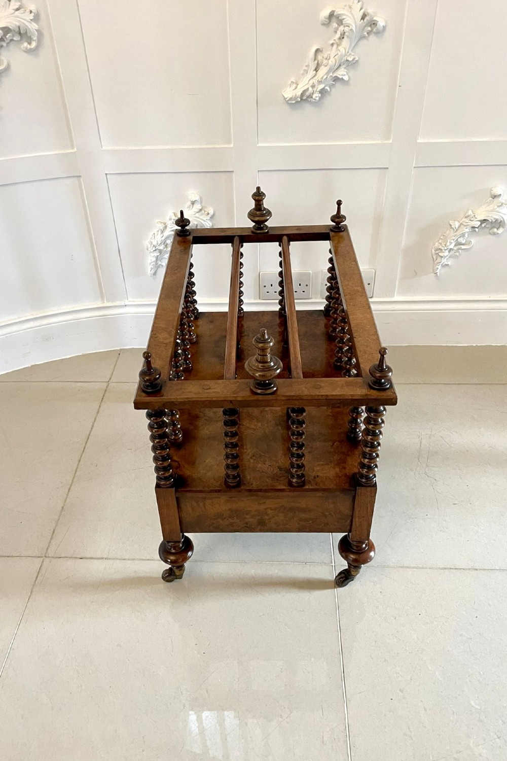 Large Fine Quality Antique Victorian Burr Walnut Canterbury View VI