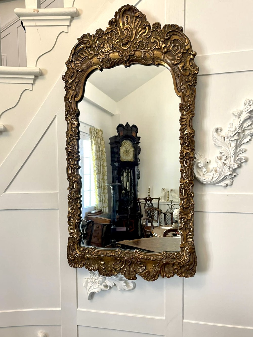Quality Antique Victorian Gilt Gesso Framed Wall Mirror View X