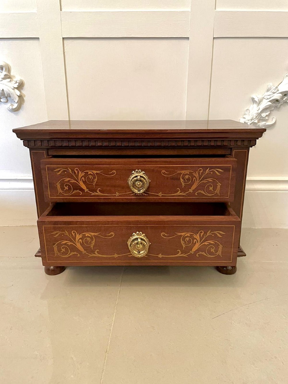 Quality Pair of Antique Edwardian Inlaid Mahogany Chests View V