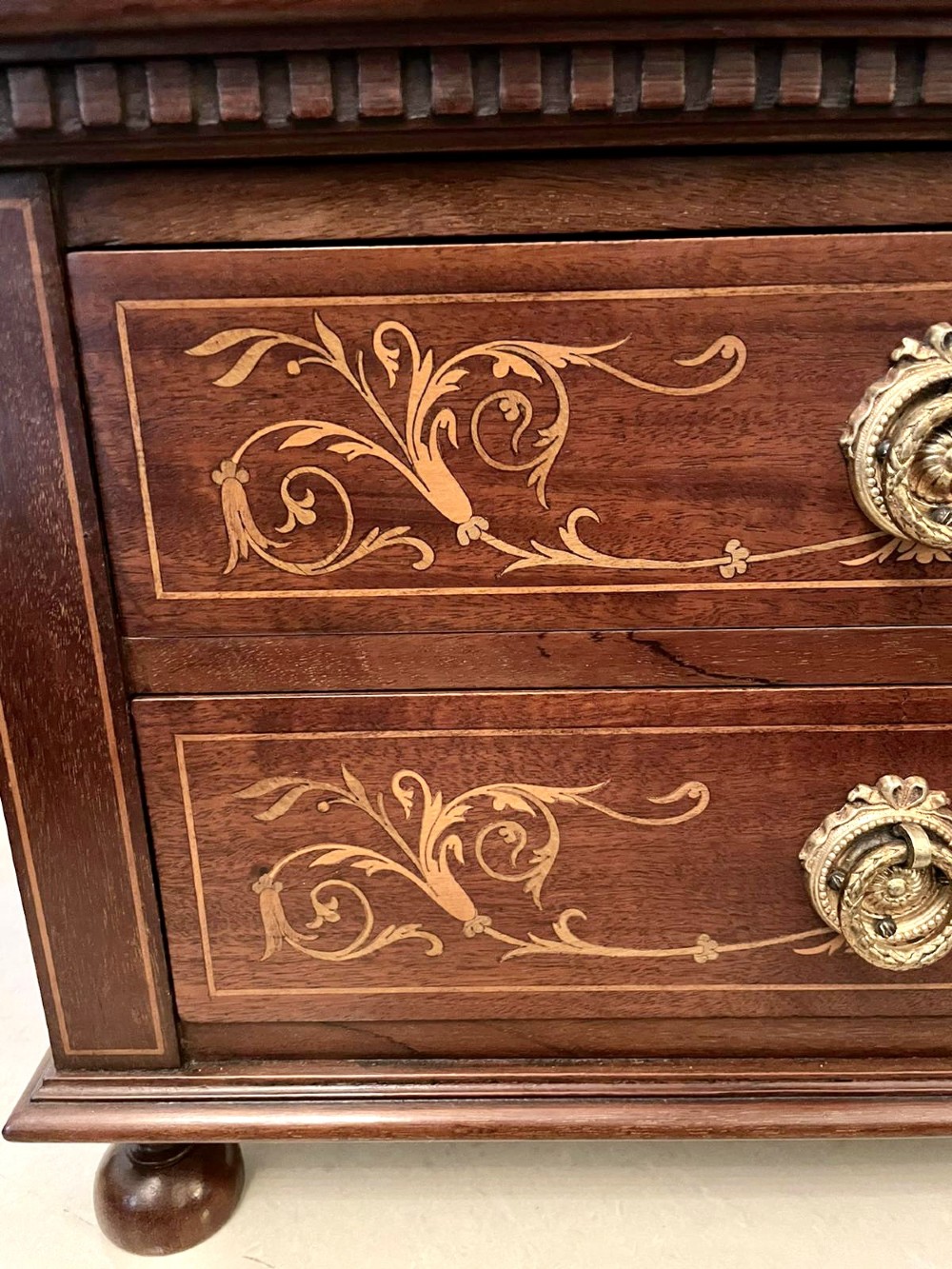 Quality Pair of Antique Edwardian Inlaid Mahogany Chests View VI