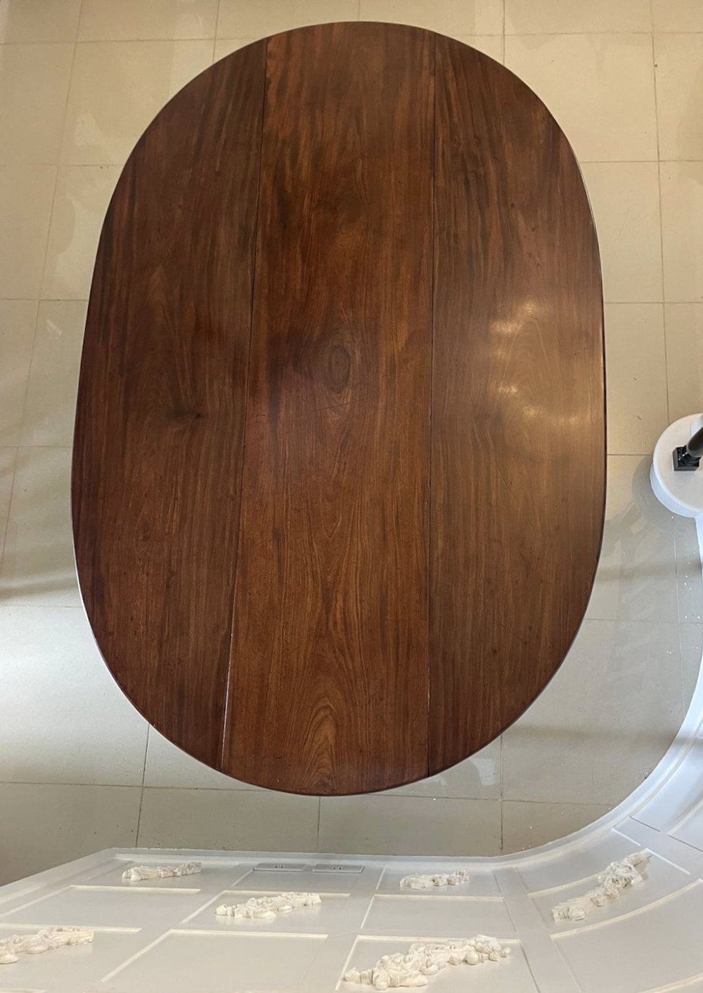 A large Georgian mahogany wake table shown with drop leaves folded down, featuring straight square legs and a polished polished timber top. View VII
