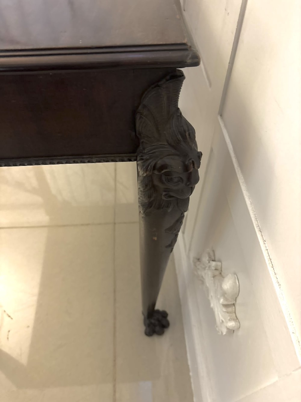 A George III mahogany centre table featuring a rectangular flat top, deep apron, and four carved legs ending in claw and ball feet. View XII