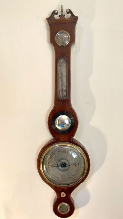 GEORGE III ANTIQUE QUALITY MAHOGANY BANJO BAROMETER
