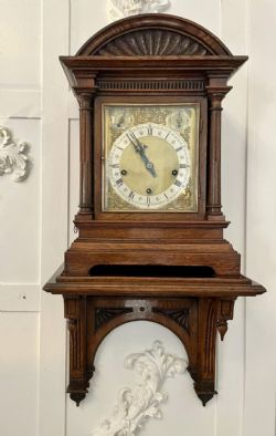 ANTIQUE VICTORIAN QUALITY OAK 8 DAY CHIMING BRACKET CLOCK WITH ORIGINAL BRACKET