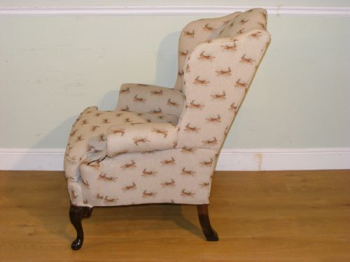 AN EDWARDIAN RECENTLY REUPHOLSTERED WINGBACK ARMCHAIR - ADDITIONAL PHOTO 12