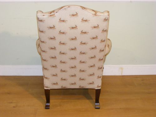 AN EDWARDIAN RECENTLY REUPHOLSTERED WINGBACK ARMCHAIR - ADDITIONAL PHOTO 13