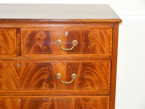 AN EDWARDIAN MAHOGANY AND INLAID CHEST OF DRAWERS - ADDITIONAL PHOTO 12