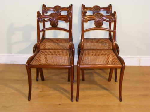 A SET OF FOUR REGENCY MAHOGANY DINING CHAIRS WITH CARVED BACK RAILS - ADDITIONAL PHOTO 12