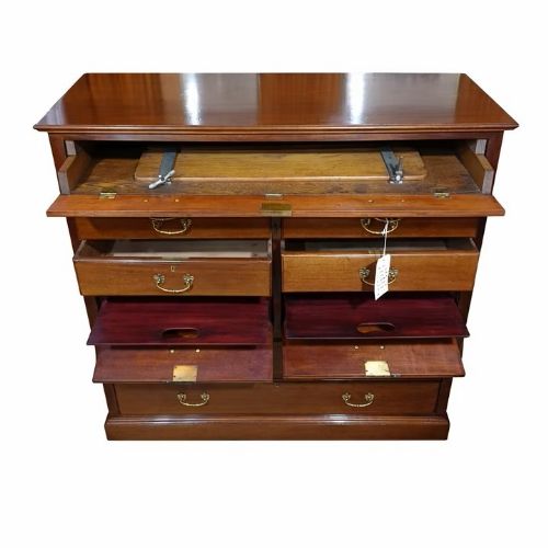 AN EDWARDIAN MAHOGANY SHIP'S CHEST