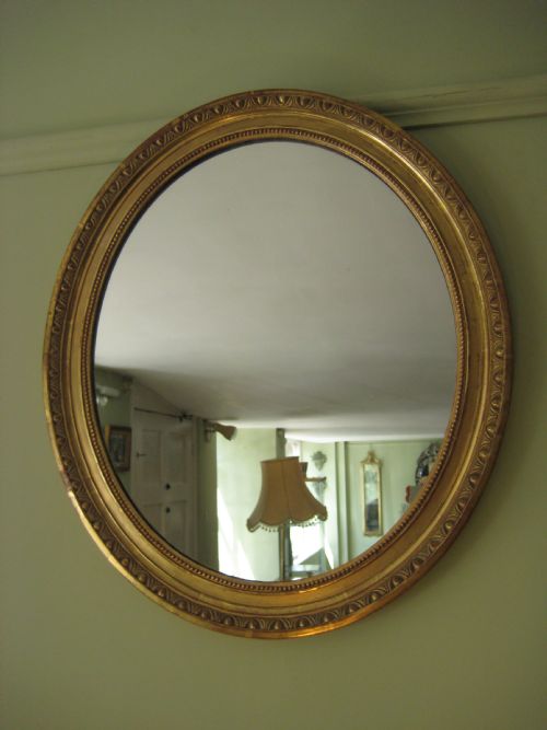 PAIR GILT OVAL MIRRORS - ADDITIONAL PHOTO 1