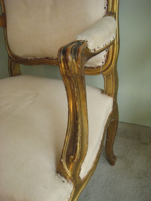 PAIR FRENCH GILT SALON CHAIRS - ADDITIONAL PHOTO 4