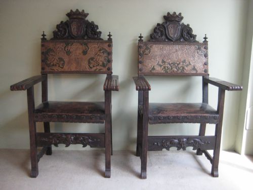pair throne chairs - CATEGORY: ANTIQUE CHAIRS - DATED 1900