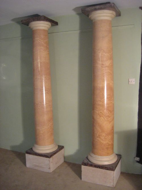 pair faux marble architectural columns - CATEGORY: ANTIQUE MISCELLANEOUS - DATED 1900