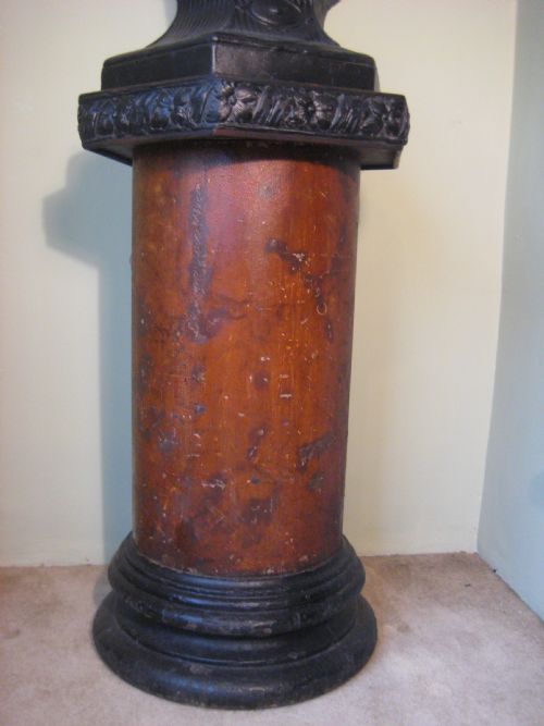 FRENCH EBONISED LAMP ON PINE STAND - ADDITIONAL PHOTO 2