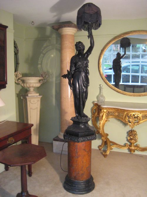 FRENCH EBONISED LAMP ON PINE STAND - ADDITIONAL PHOTO 3