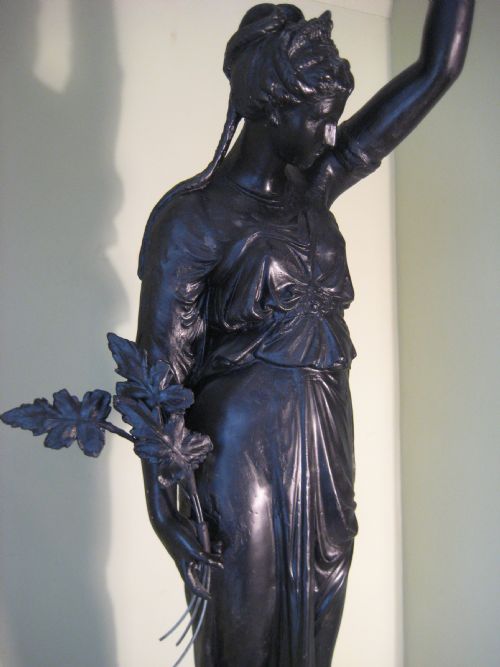 FRENCH EBONISED LAMP ON PINE STAND - ADDITIONAL PHOTO 4