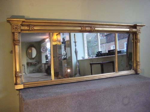 regency style gilt tripleplate overmantel - CATEGORY: ANTIQUE MIRRORS - DATED 1900