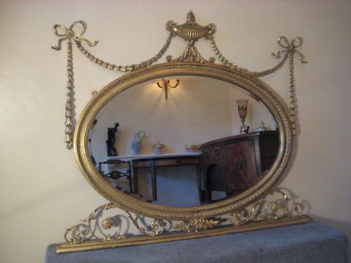 gilt adams style overmantel - CATEGORY: ANTIQUE MIRRORS - DATED 1910