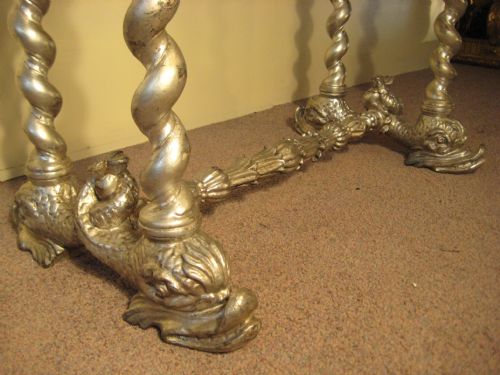 SILVERED 'DOLPHIN' TABLE WITH MARBLE TOP - ADDITIONAL PHOTO 1