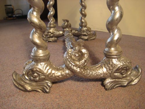 SILVERED 'DOLPHIN' TABLE WITH MARBLE TOP - ADDITIONAL PHOTO 3