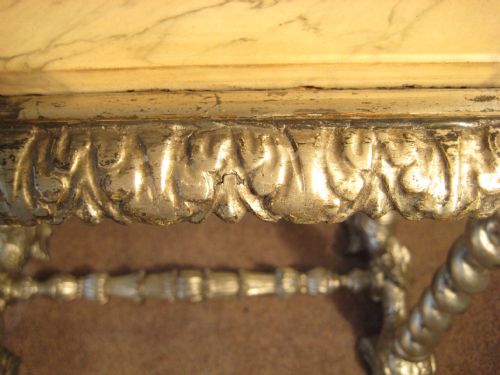 SILVERED 'DOLPHIN' TABLE WITH MARBLE TOP - ADDITIONAL PHOTO 7