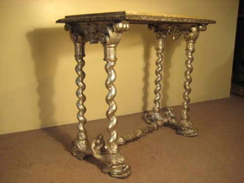 SILVERED 'DOLPHIN' TABLE WITH MARBLE TOP - ADDITIONAL PHOTO 9