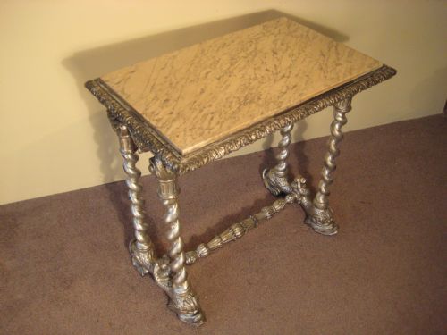 SILVERED 'DOLPHIN' TABLE WITH MARBLE TOP - ADDITIONAL PHOTO 10