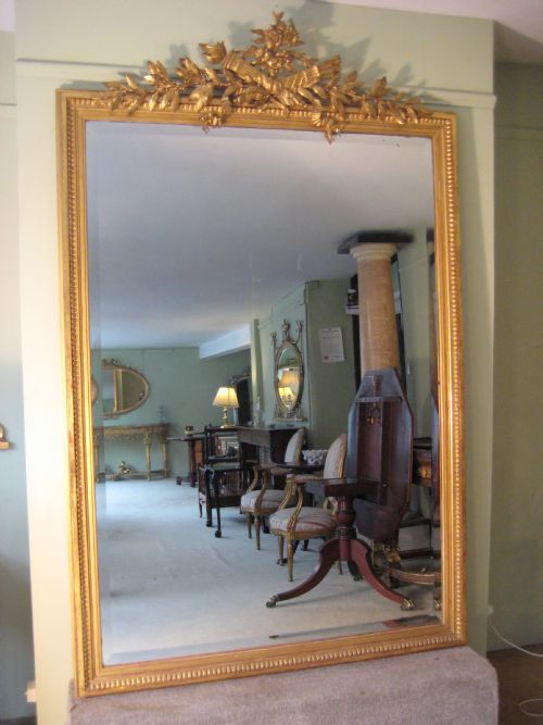 19th century french louis xvi style gilt mirror - CATEGORY: ANTIQUE MIRRORS - DATED 1880
