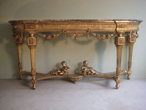 19th century louis xvi style gilt console table - CATEGORY: ANTIQUE TABLES - DATED 1890
