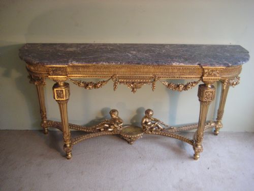 19TH CENTURY LOUIS XVI STYLE GILT CONSOLE TABLE - ADDITIONAL PHOTO 1