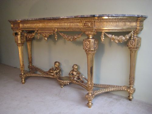 19TH CENTURY LOUIS XVI STYLE GILT CONSOLE TABLE - ADDITIONAL PHOTO 2
